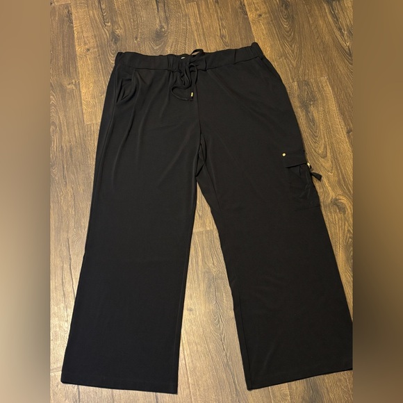 Ellen Tracy Black Wide-Leg Pants with Pocket Detail Xl Corpcore Dark Academia - Picture 4 of 13